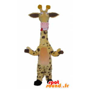 Gelb Giraffen-Maskottchen, braun und rosa, sehr lustig - MASFR23255 - Giraffe-Maskottchen