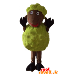 Giallo e marrone pecore mascotte, morbido e peloso - MASFR23256 - Pecore mascotte