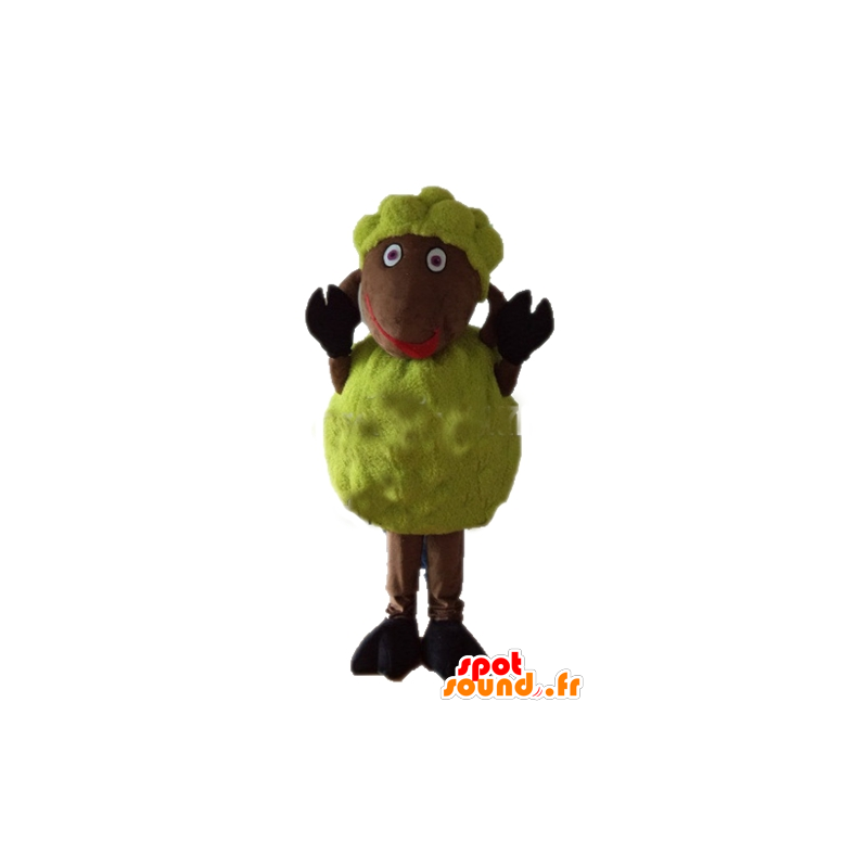 Giallo e marrone pecore mascotte, morbido e peloso - MASFR23256 - Pecore mascotte