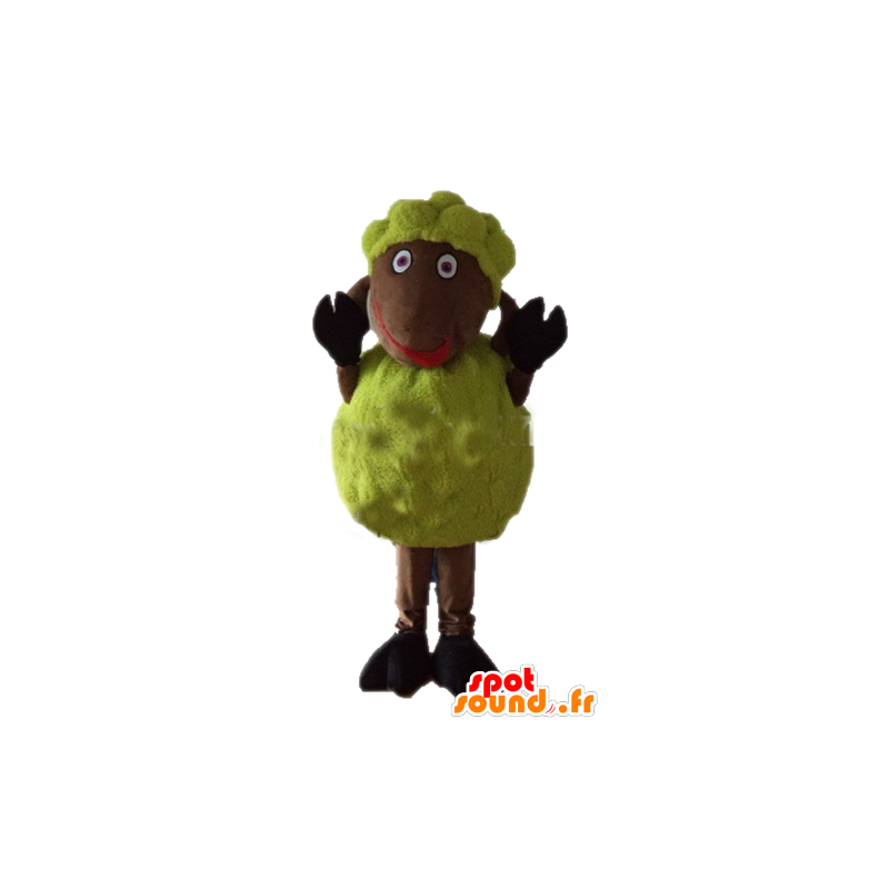 Yellow and brown sheep mascot, soft and hairy - MASFR23256 - Mascots sheep