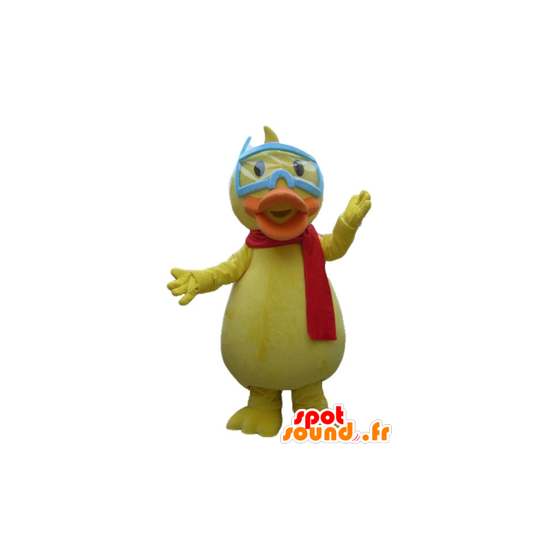 Duck mascot, yellow chick, giant, with glasses - MASFR23257 - Ducks mascot