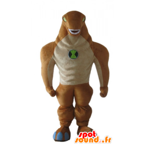 Mascot ulkomaalainen, hirviö, oranssi ja beige dinosaurus - MASFR23258 - Dinosaur Mascot