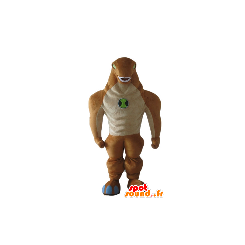 Mascot vreemd, monster, oranje en beige dinosaurus - MASFR23258 - Dinosaur Mascot