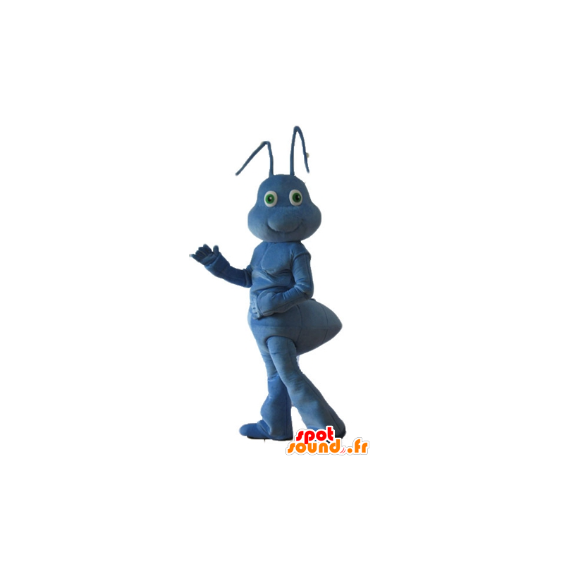 Mascote azul formiga muito bonito e sorrindo - MASFR23259 - Ant Mascotes