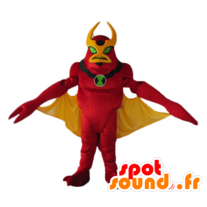 Mascot rood en geel robot speelgoed, vreemd - MASFR23262 - mascottes Robots