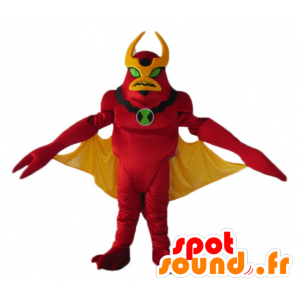 Rød og gul robot maskot, legetøj, alien - Spotsound maskot