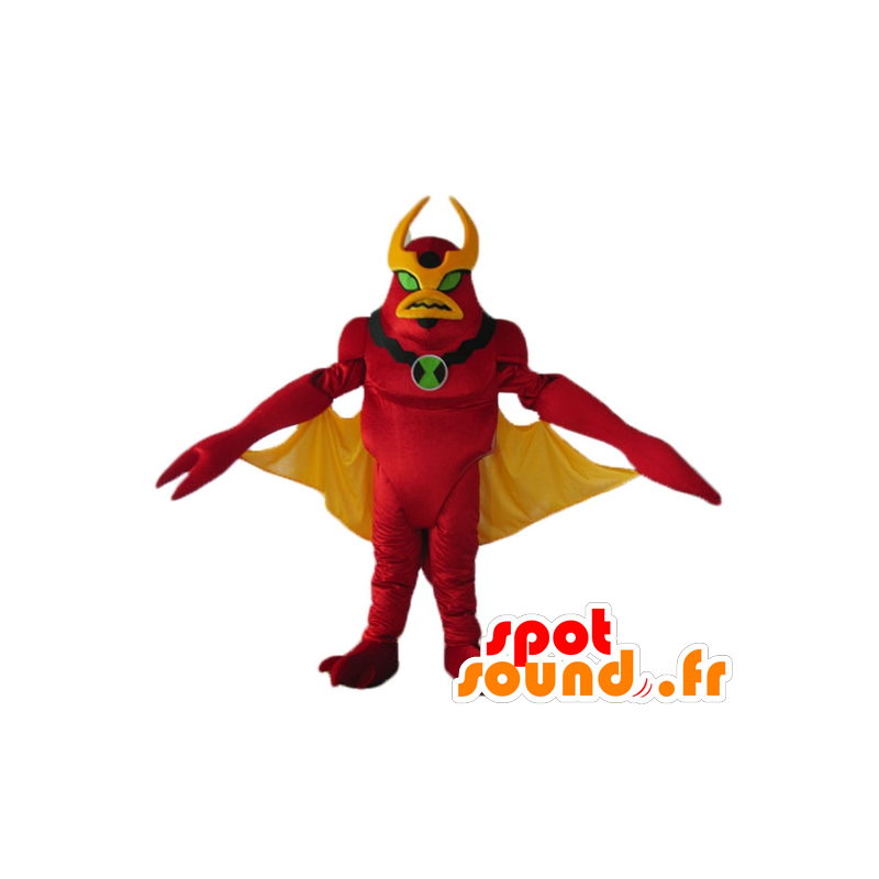 Mascot rood en geel robot speelgoed, vreemd - MASFR23262 - mascottes Robots