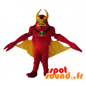 Mascotte de robot rouge et jaune, de jouet, d'alien - MASFR23262 - Mascottes de Robots