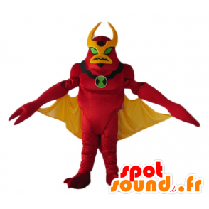 Röd och gul robotmaskot, leksak, främling - Spotsound maskot