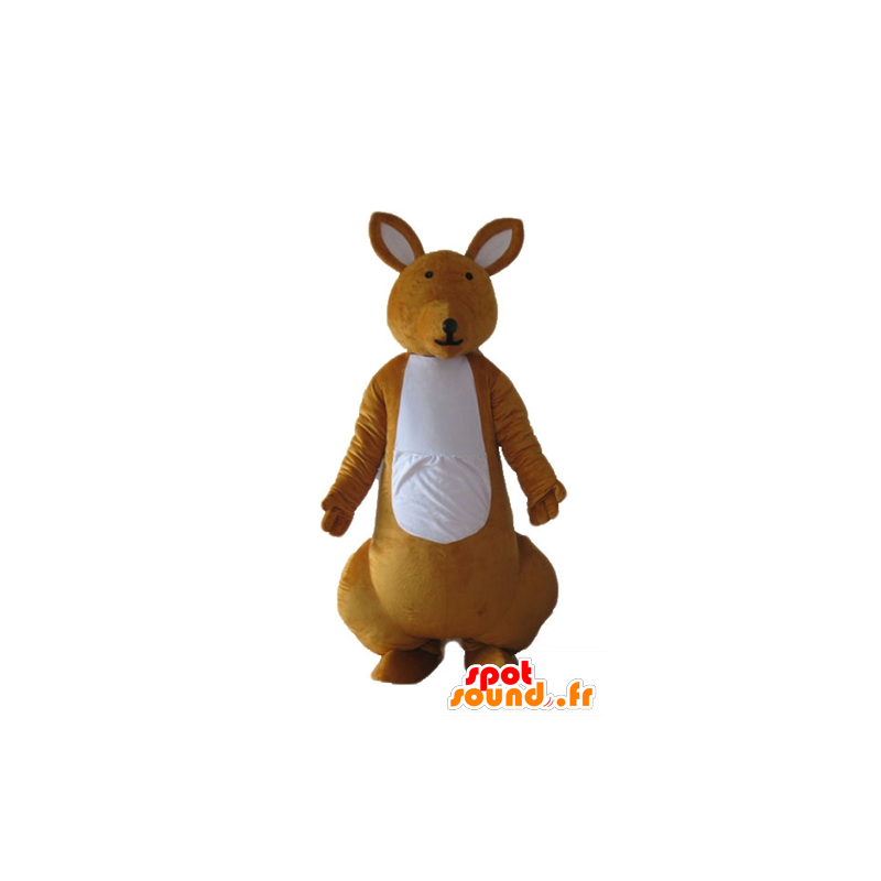 Mascotte de kangourou orange et blanc, très réussi - MASFR23270 - Mascottes Kangourou