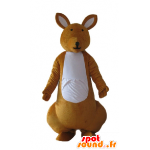 Mascotte de kangourou orange et blanc, très réussi - MASFR23270 - Mascottes Kangourou