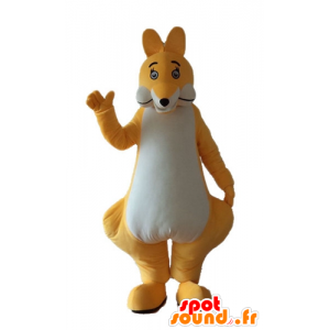Geel en wit kangoeroe mascotte, origineel en leuk - MASFR23271 - Kangaroo mascottes