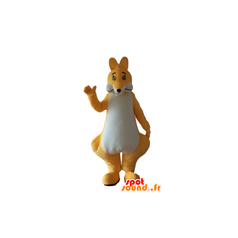 Geel en wit kangoeroe mascotte, origineel en leuk - MASFR23271 - Kangaroo mascottes