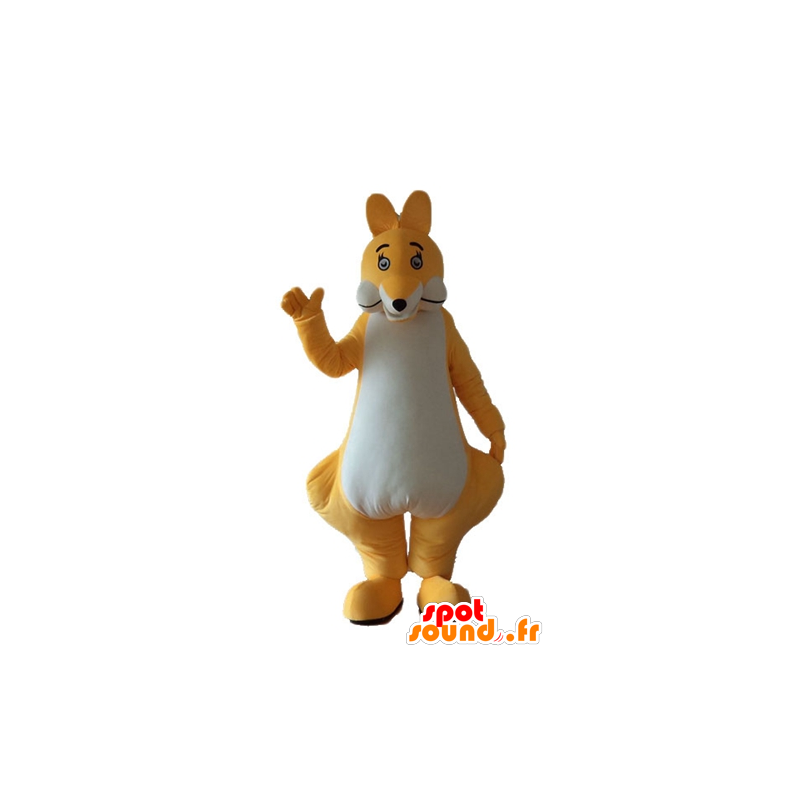 Keltainen ja valkoinen kenguru maskotti, alkuperäinen ja söpö - MASFR23271 - kenguru maskotteja