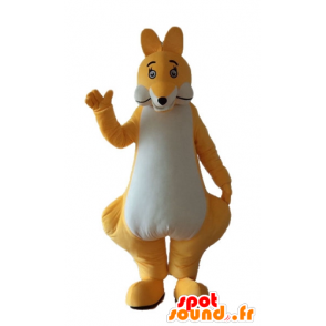 Giallo e bianco canguro mascotte, originale e carino - MASFR23271 - Mascotte di canguro