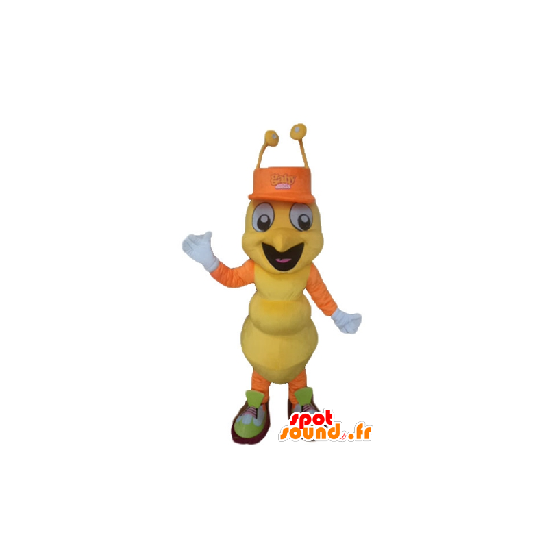 Mascot inseto, formiga amarelo e laranja, muito sorridente - MASFR23272 - Ant Mascotes