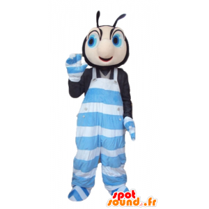 Mascot inseto preto e rosa, azul e macacão branco - MASFR23276 - mascotes Insect