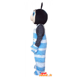 Mascot insect black and pink, blue and white overalls - MASFR23276 - Mascots insect