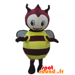 Mascot bug amarelo e vermelho, gordo, redondo e bonito - MASFR23277 - mascotes Insect