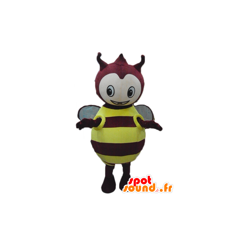 Mascot bug amarelo e vermelho, gordo, redondo e bonito - MASFR23277 - mascotes Insect