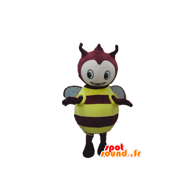 黄色と赤の昆虫のマスコット、ふっくら、丸くてかわいい-MASFR23277-昆虫のマスコット