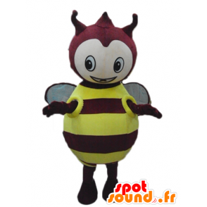 Mascot geel en rood insect, mollig, rond en schattig - MASFR23277 - mascottes Insect