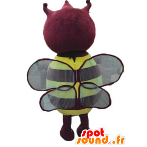 Mascot geel en rood insect, mollig, rond en schattig - MASFR23277 - mascottes Insect