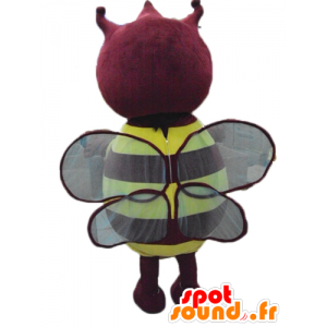 Mascotte giallo e rosso bug, paffuto, rotondo e carino - MASFR23277 - Insetto mascotte