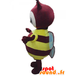 Mascot geel en rood insect, mollig, rond en schattig - MASFR23277 - mascottes Insect