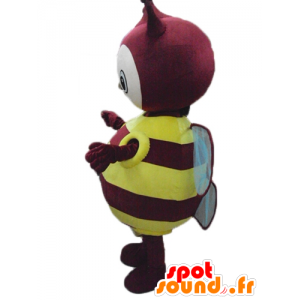 Mascotte giallo e rosso bug, paffuto, rotondo e carino - MASFR23277 - Insetto mascotte