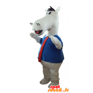 Cavallo bianco mascotte, con una camicia e cravatta - MASFR23278 - Cavallo mascotte