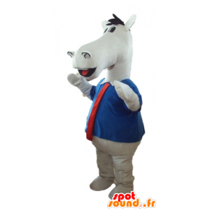 Hvit hest maskot, med en skjorte og slips - MASFR23278 - hest maskoter