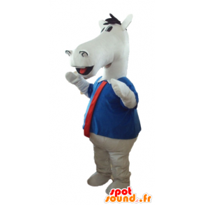 Mascote do cavalo branco, com uma camisa e gravata - MASFR23278 - mascotes cavalo