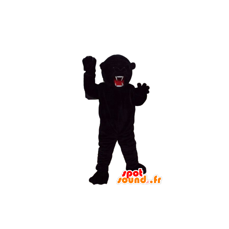 Maskot černý medvěd, divoce vypadající, velmi působivé - MASFR23283 - Bear Mascot