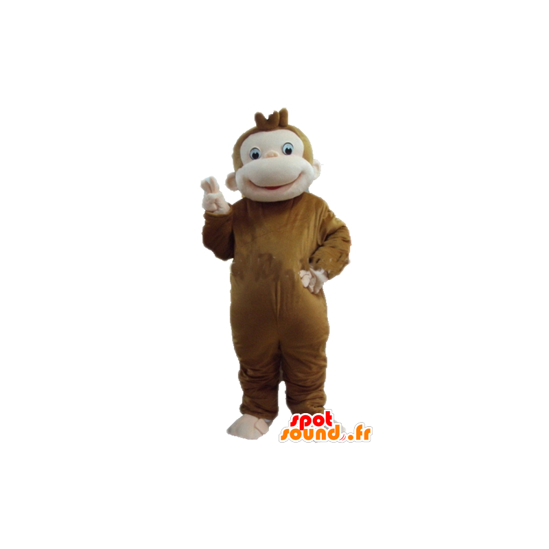 Marrom e mascote macaco branco, alegre em macaco Mascotes Mudança de cor  Sem mudança Cortar L (180-190 Cm) Esboço antes da fabricação (2D) Não Com  as roupas? (se presente na foto) Não