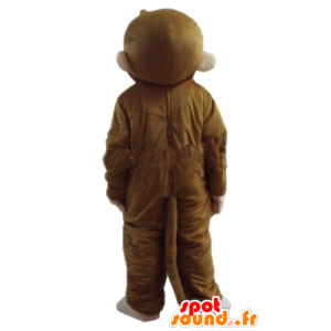 Monkey mascotte bruin en roze, zeer joviaal en glimlachend - MASFR23284 - Monkey Mascottes