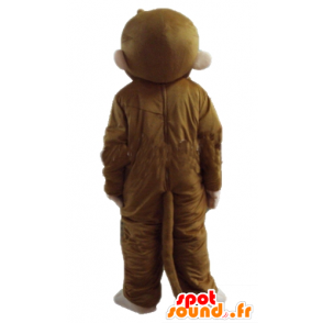 Monkey mascotte bruin en roze, zeer joviaal en glimlachend - MASFR23284 - Monkey Mascottes