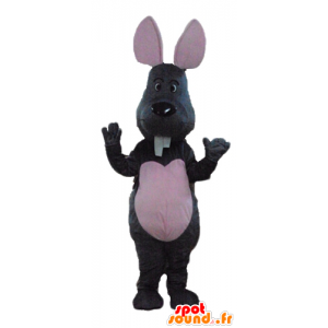 Gray and pink mouse mascot with big teeth - MASFR23287 - Mouse mascot