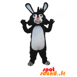 Konijn mascotte zwart-wit met afluisteraar - MASFR23288 - Mascot konijnen