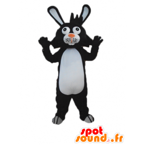 Mascote coelho preto e branco com orelhas grandes - MASFR23288 - coelhos mascote