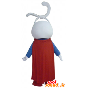 White rabbit mascot, all smiles, dressed in superhero - MASFR23292 - Rabbit mascot