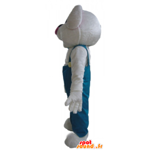 Blanca mascota de conejo con un mono verde - MASFR23294 - Mascota de conejo