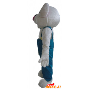 White Rabbit mascotte in groene overalls - MASFR23294 - Mascot konijnen