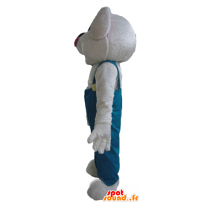 White rabbit mascot in green overalls - MASFR23294 - Rabbit mascot