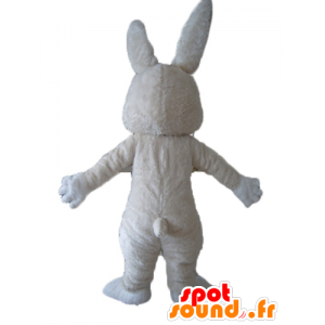 Mascot plush rabbit white and pink, fluffy - MASFR23295 - Rabbit mascot