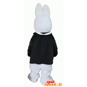 Biały królik maskotka, ubrany w garnitur z klasą - MASFR23297 - króliki Mascot