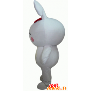 Mascotte de gros lapin blanc géant, avec les joues roses - MASFR23298 - Mascotte de lapins