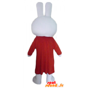 Kaninchen Maskottchen Plüsch weiß mit einem langen roten Kleid - MASFR23300 - Hase Maskottchen