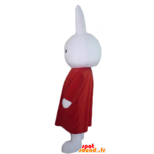 Plysch kaninmaskot, vit, med en lång röd klänning - Spotsound