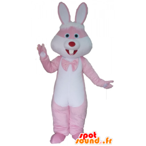 Roze en wit konijntje mascotte, reuze - MASFR23301 - Mascot konijnen